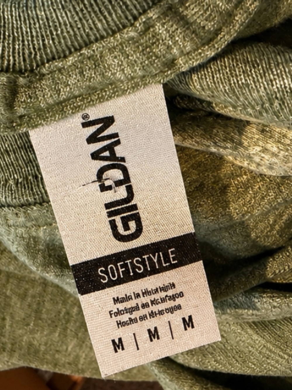 Gildan Softstyle Fall Gnome Graphic T-Shirt | Olive Green | Size Medium - Picture 5 of 6